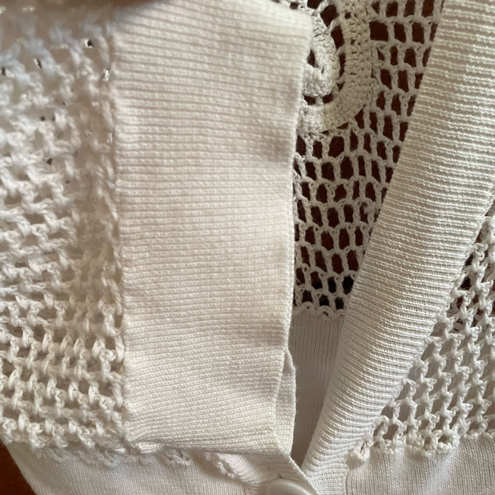Candies Ivory Crochet Cardigan Junior size L or XS women - Picture 4 of 8